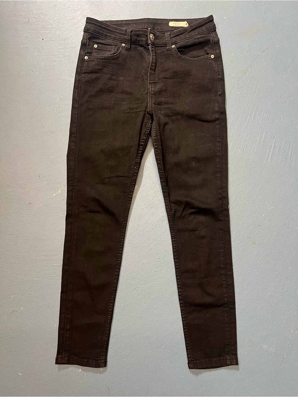 Women's Black Mixed Wash‎ High Waisted Skinny Jeans Size 12 Short
